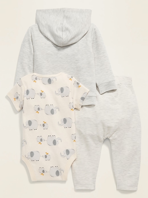 View large product image 2 of 2. Unisex Bodysuit, Leggings & Hoodie 3-Piece Set for Baby