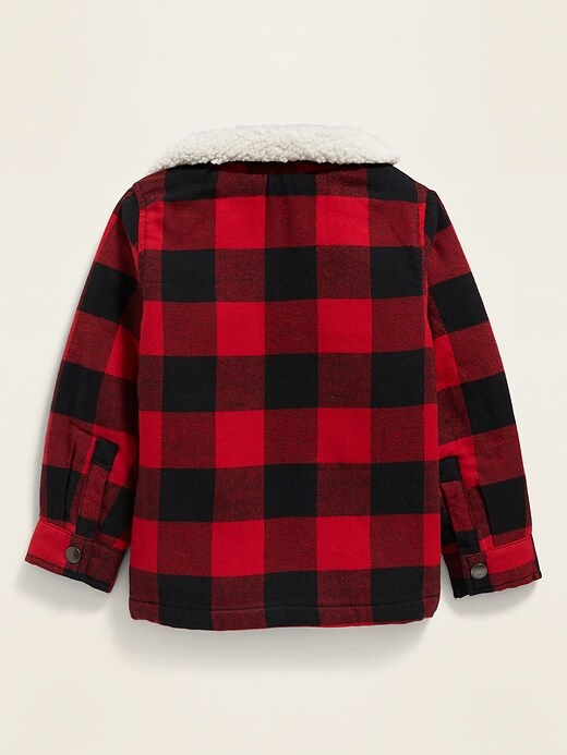 View large product image 2 of 2. Unisex Sherpa-Lined Plaid Shirt Jacket for Toddler