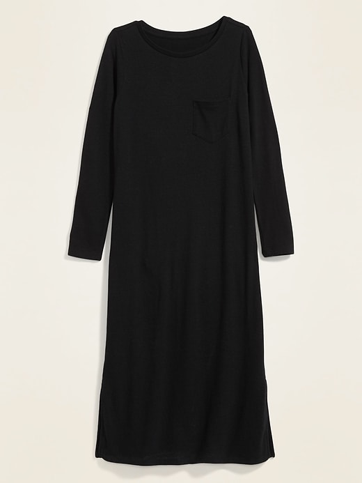 View large product image 1 of 1. Sweater-Knit Jersey Long-Sleeve T-Shirt Shift Dress
