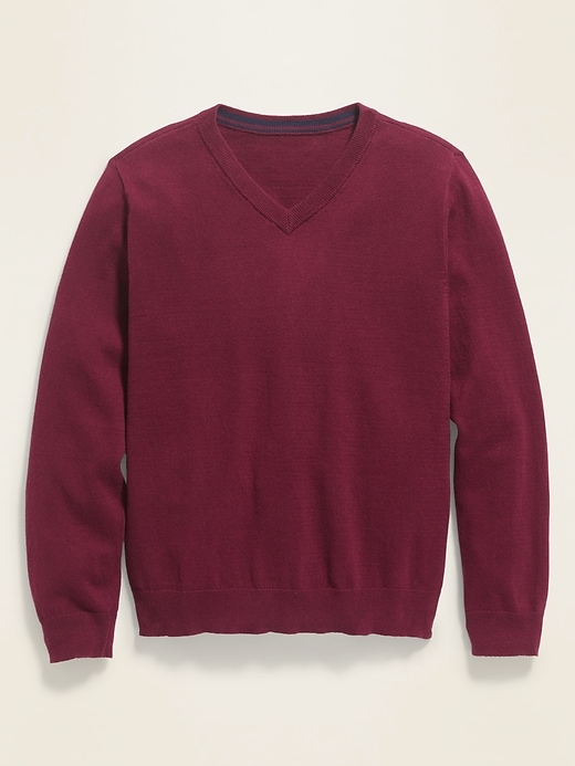 View large product image 1 of 1. Long-Sleeve Solid V-Neck Sweater for Boys