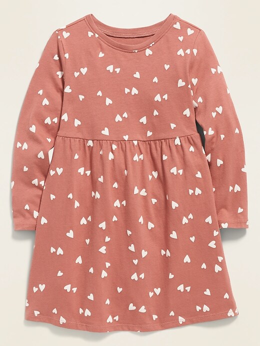 View large product image 1 of 3. Printed Jersey Fit & Flare Long-Sleeve Dress for Toddler Girls