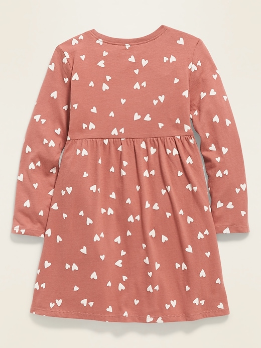 View large product image 2 of 3. Printed Jersey Fit & Flare Long-Sleeve Dress for Toddler Girls