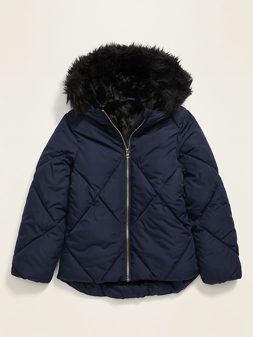 View large product image 1 of 2. Frost-Free Faux-Fur Lined Hooded Puffer Jacket for Girls