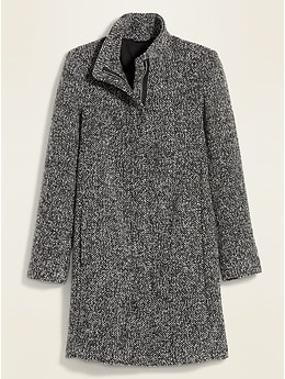 old navy boucle funnel neck coat