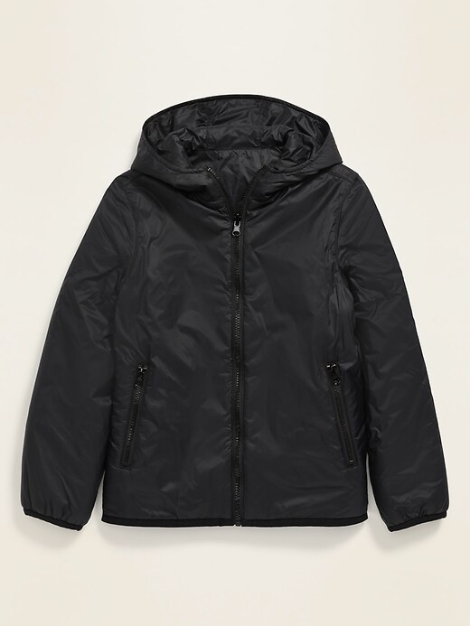 View large product image 1 of 2. Reversible Sherpa-Lined Hooded Zip Jacket For Boys