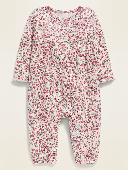 View large product image 1 of 2. Floral Henley Thermal One-Piece for Baby