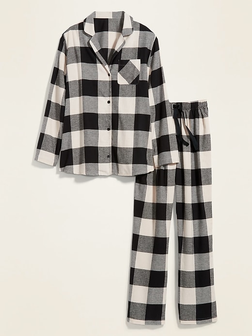 View large product image 1 of 1. Patterned Flannel Plus-Size Pajama Set