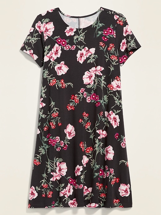floral print jersey knit swing dress for women Dresses Images 2025