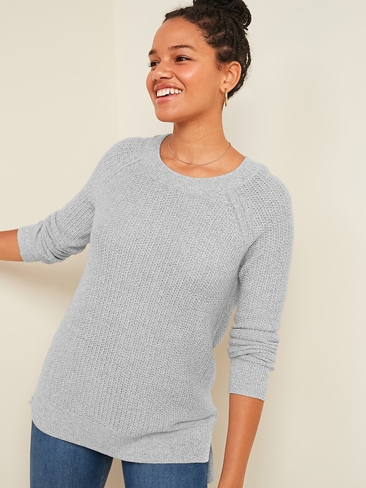 View large product image 1 of 2. Textured Crew-Neck Sweater for Women