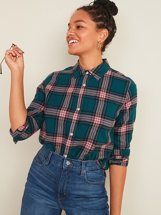 Old Navy Classic Plaid Flannel Shirt for Women - 613776052