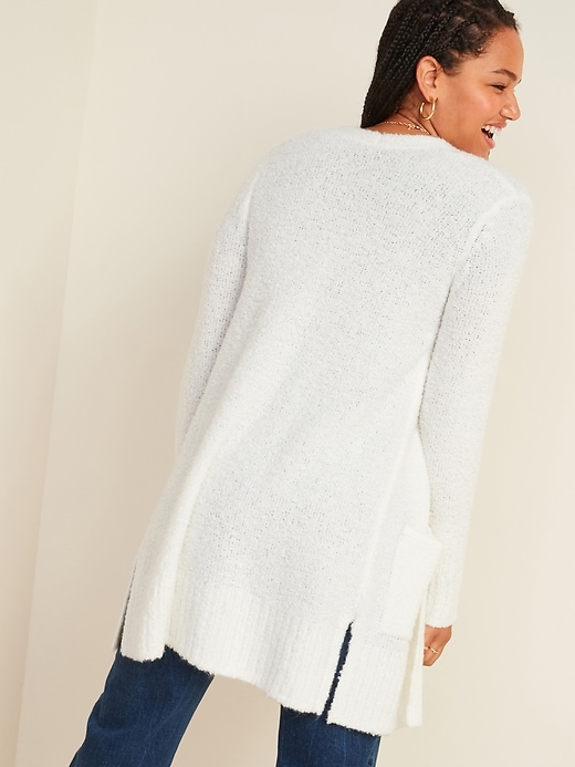 View large product image 2 of 3. Cozy Bouclé Open-Front Long-Line Sweater for Women