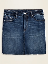 View large product image 3 of 3. High-Waisted Frayed-Hem Jean Skirt for Women