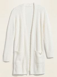 View large product image 3 of 3. Cozy Bouclé Open-Front Long-Line Sweater for Women