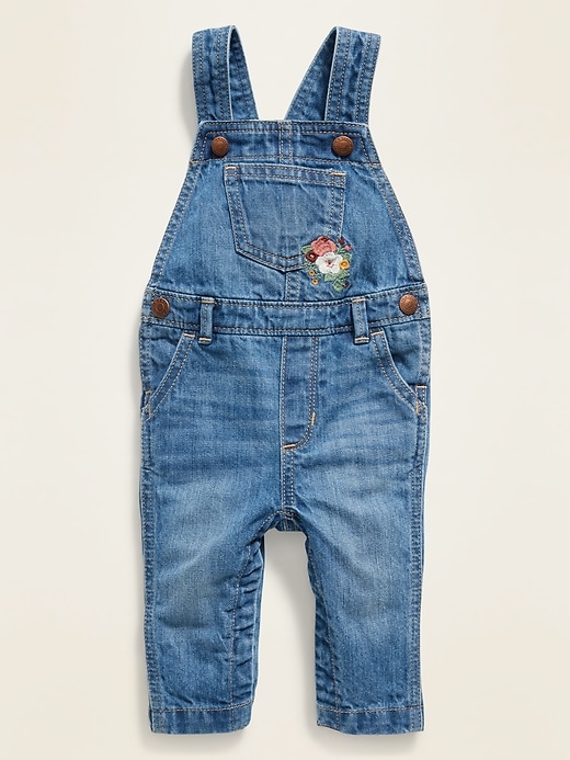 Floral-Embroidered Jean Overalls for Baby | Old Navy