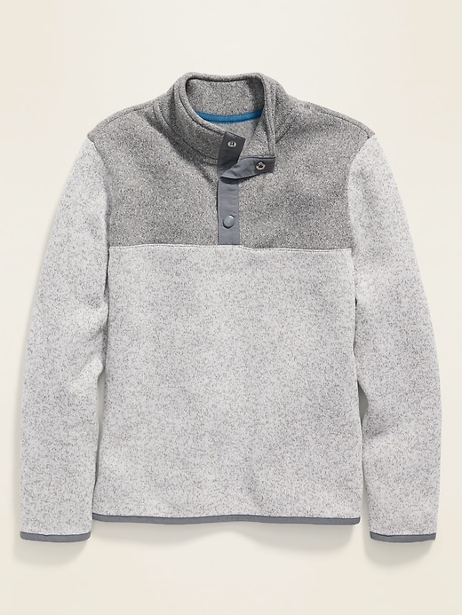 View large product image 1 of 2. 1/4-Zip Snap-Neck Sweater-Knit Pullover For Boys