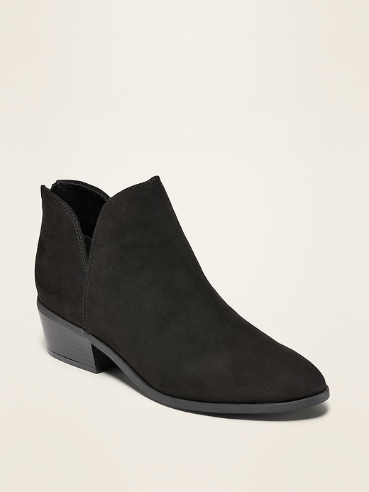 View large product image 1 of 1. Faux-Suede V-Shaped Ankle Booties