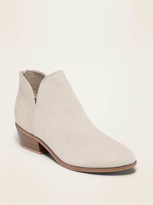 Image number 1 showing, Faux-Suede V-Shaped Ankle Booties