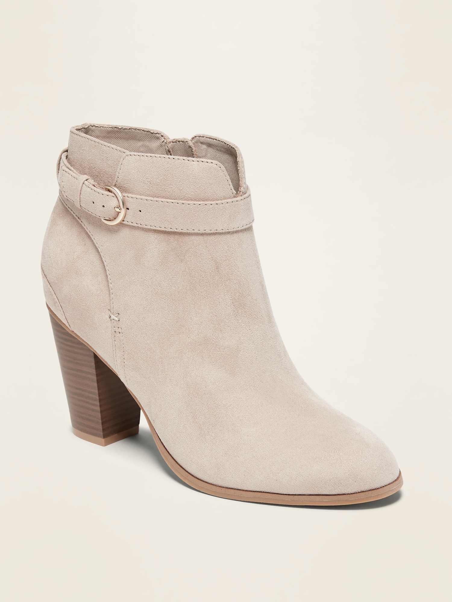 Faux-Suede Buckled-Strap High-Heel 