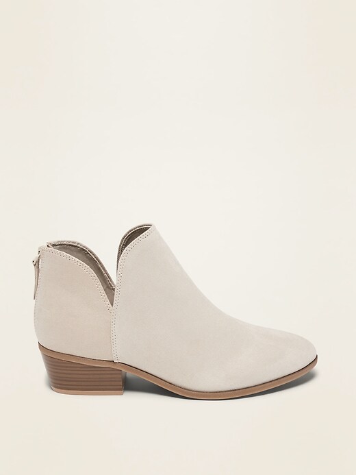 Image number 4 showing, Faux-Suede V-Shaped Ankle Booties