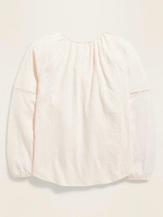 View large product image 2 of 2. Henley Long-Sleeve Jersey Top for Girls