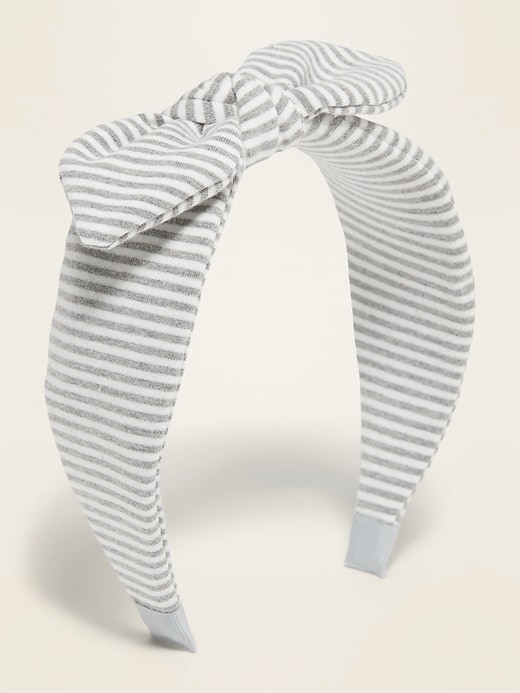 View large product image 1 of 3. Striped Jersey Bow-Tie Headband for Girls