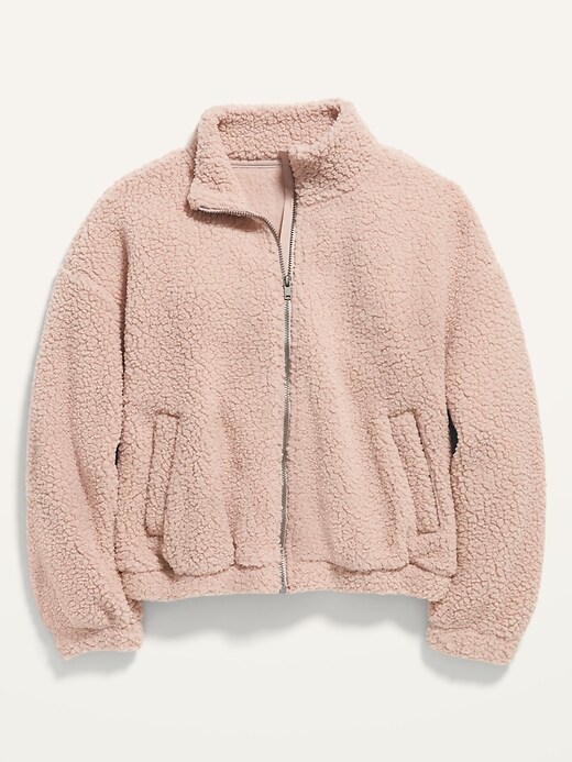 View large product image 1 of 1. Cropped Mock-Neck Sherpa Jacket for Girls