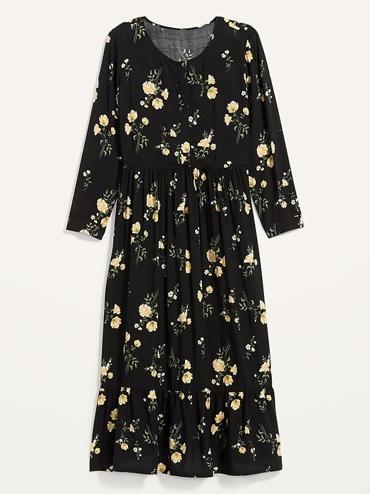 View large product image 1 of 1. Waist-Defined Floral-Print Button-Front Plus-Size Maxi Dress