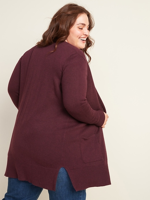 View large product image 2 of 3. Long-Line Plus-Size Open-Front Sweater