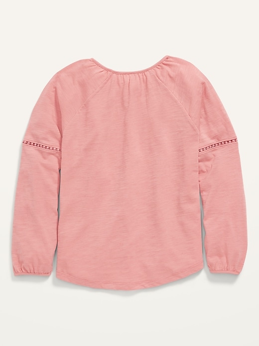 View large product image 2 of 3. Long-Sleeve Slub-Knit Henley Top for Girls