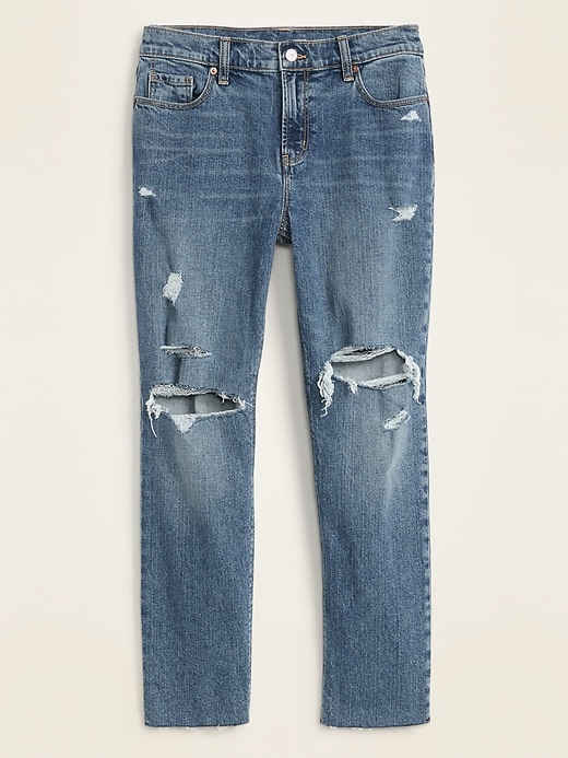 Image number 6 showing, Mid-Rise Boyfriend Straight Distressed Jeans for Women