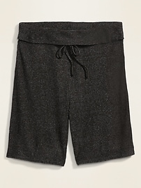 View large product image 3 of 3. Plush Rib-Knit Rollover-Waist Plus-Size Lounge Shorts -- 9-inch inseam