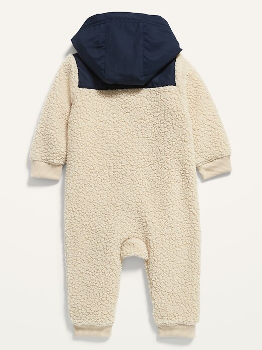 View large product image 2 of 2. Unisex Color-Blocked Sherpa One-Piece for Baby
