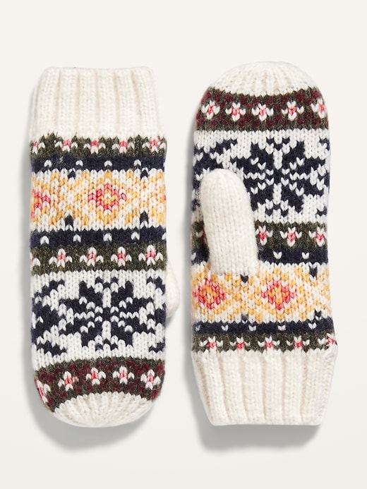 View large product image 1 of 1. Go-Warm Fair Isle Sweater-Knit Mittens For Women
