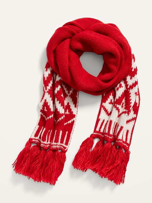 View large product image 2 of 2. Fringed Sweater-Knit Scarf For Women
