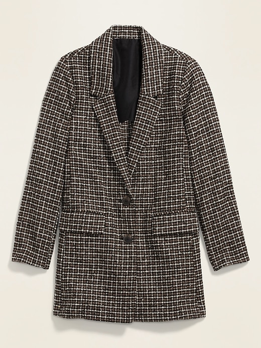 View large product image 2 of 2. Oversized Soft-Brushed Patterned Blazer Jacket for Women