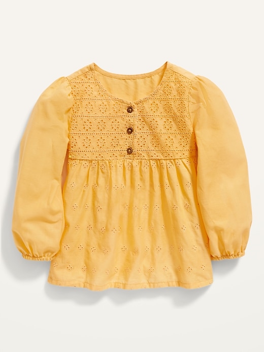 Old Navy Long-Sleeve Cutwork Babydoll Top for Toddler Girls. 1