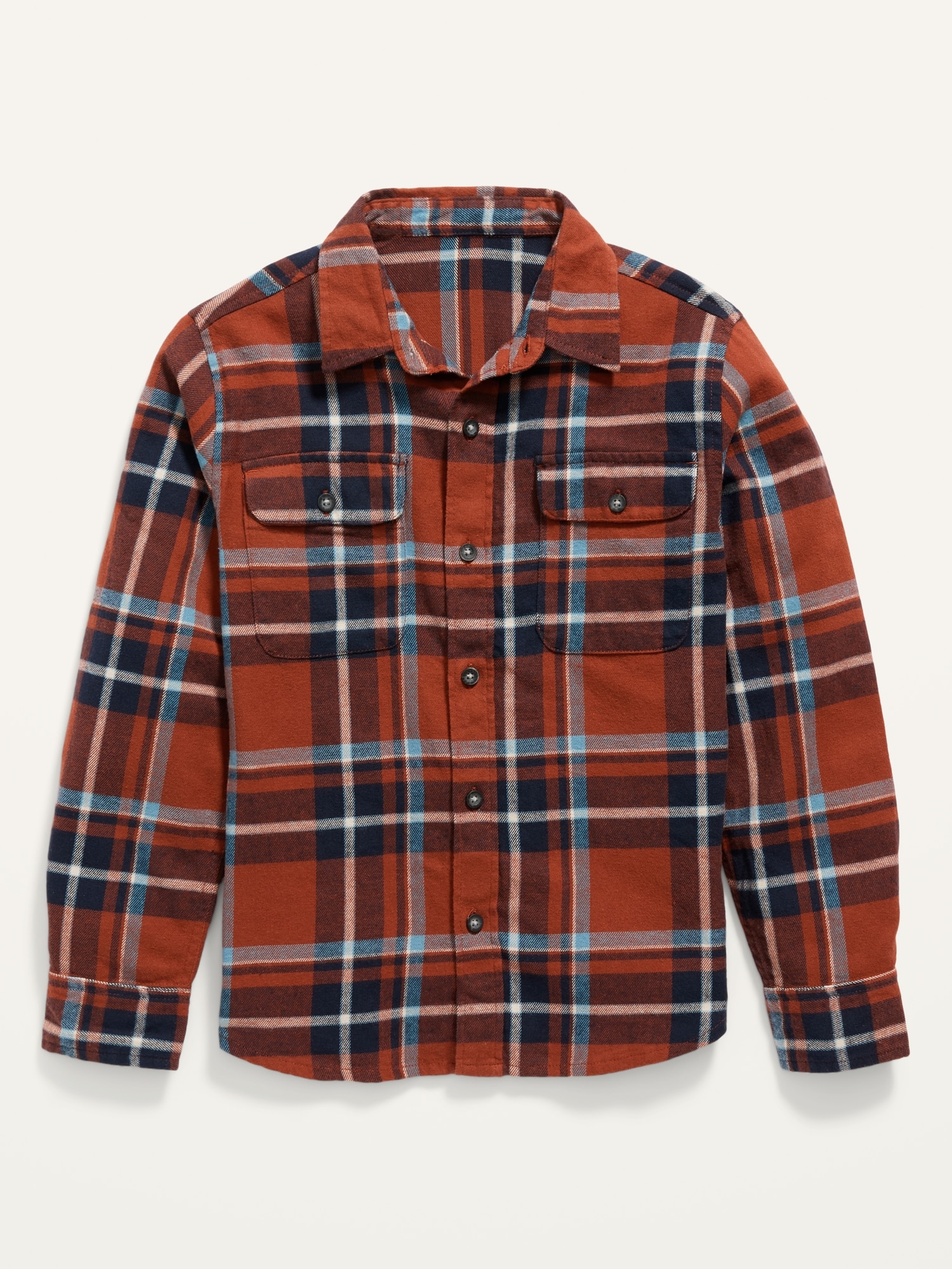 Large Orange Plaid Cotton Flannel