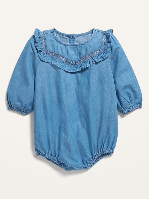Long-Sleeve Chambray Bubble One-Piece for Baby | Old Navy