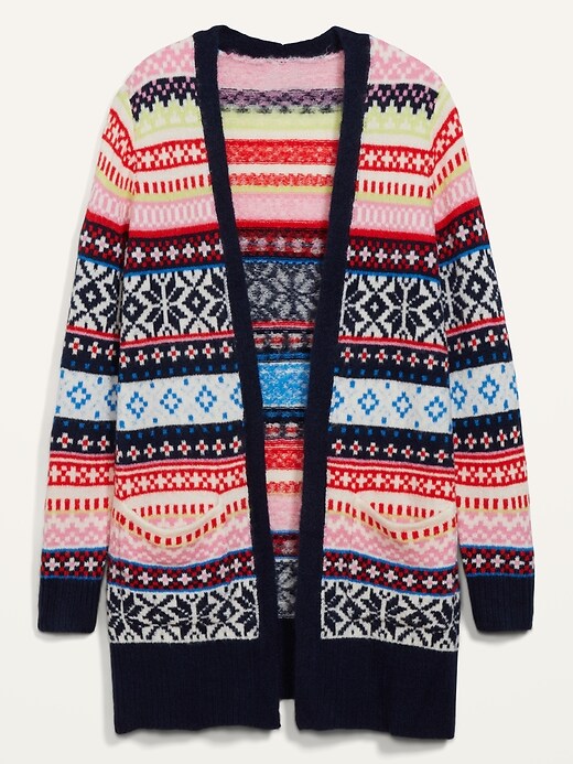 Image number 4 showing, Cozy Fair Isle Long-Line Open-Front Sweater for Women