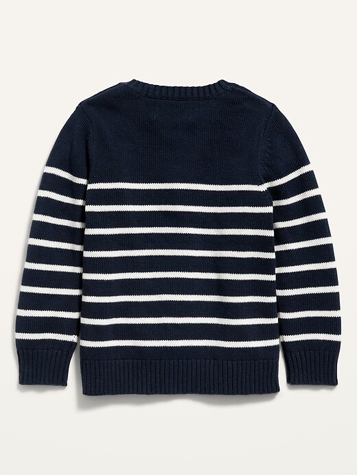 View large product image 2 of 2. Striped Crew-Neck Pullover Sweater for Toddler Boys