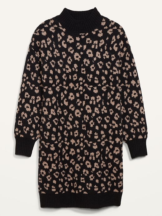 Image number 4 showing, Leopard-Print Mock-Neck Sweater Shift Dress for Women