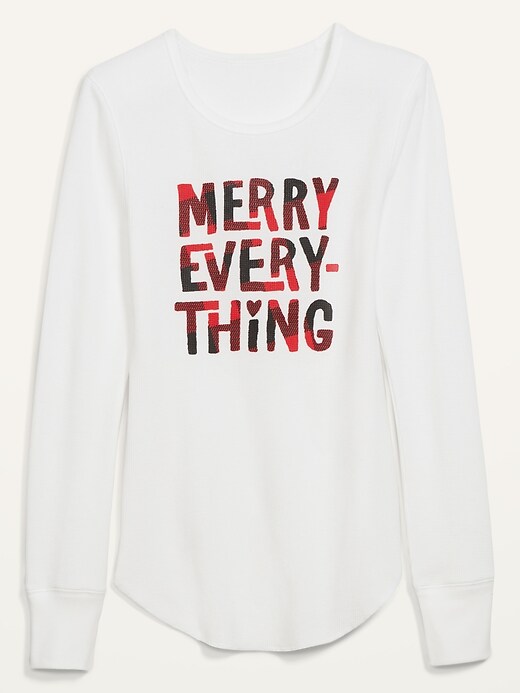 Image number 4 showing, Christmas-Graphic Thermal-Knit Long-Sleeve Tee for Women