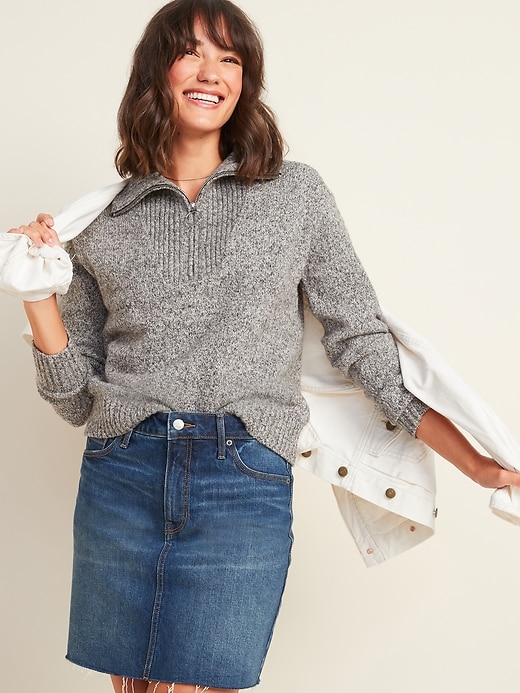 Mock-Neck 1/4-Zip Sweater for Women
