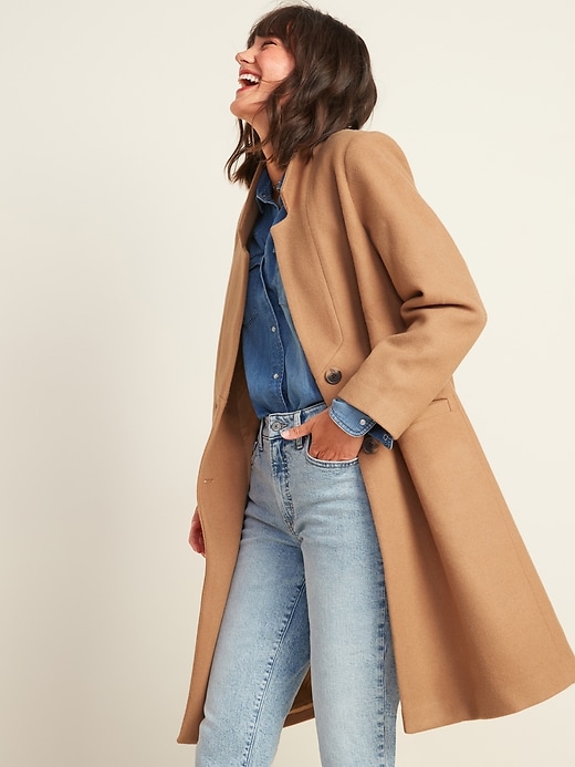 View large product image 1 of 1. Oversized Soft-Brushed Overcoat for Women