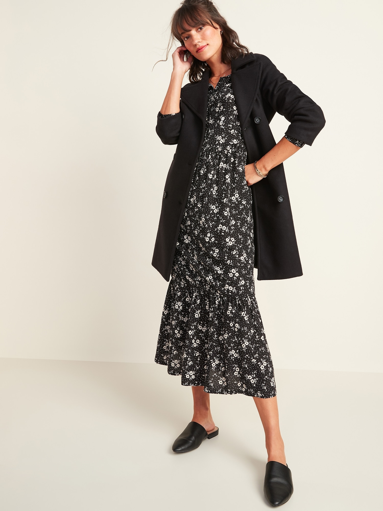 Long Soft-Brushed Peacoat for Women | Old Navy