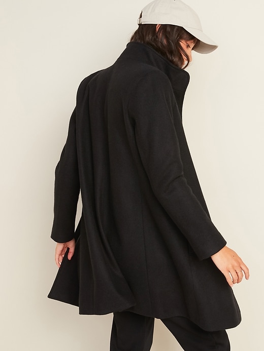 View large product image 2 of 3. Relaxed Soft-Brushed Funnel-Neck Coat for Women