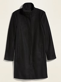 View large product image 3 of 3. Relaxed Soft-Brushed Funnel-Neck Coat for Women