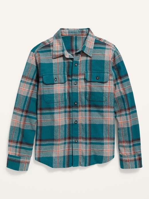 View large product image 1 of 2. Built-In Flex Plaid Flannel Shirt For Boys