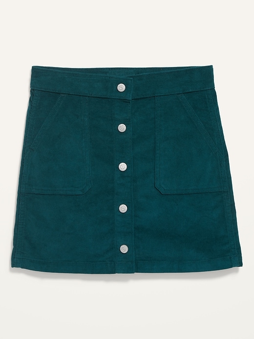 High Waisted Button Front Corduroy Skirt for Girls