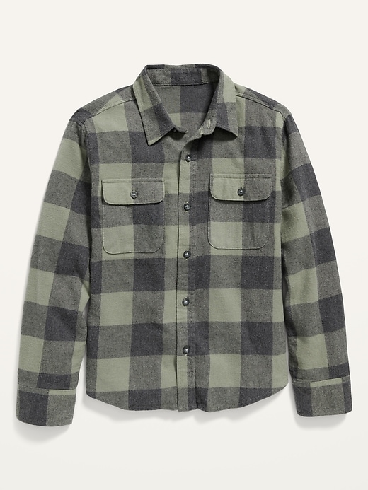 View large product image 1 of 1. Built-In Flex Plaid Flannel Shirt For Boys